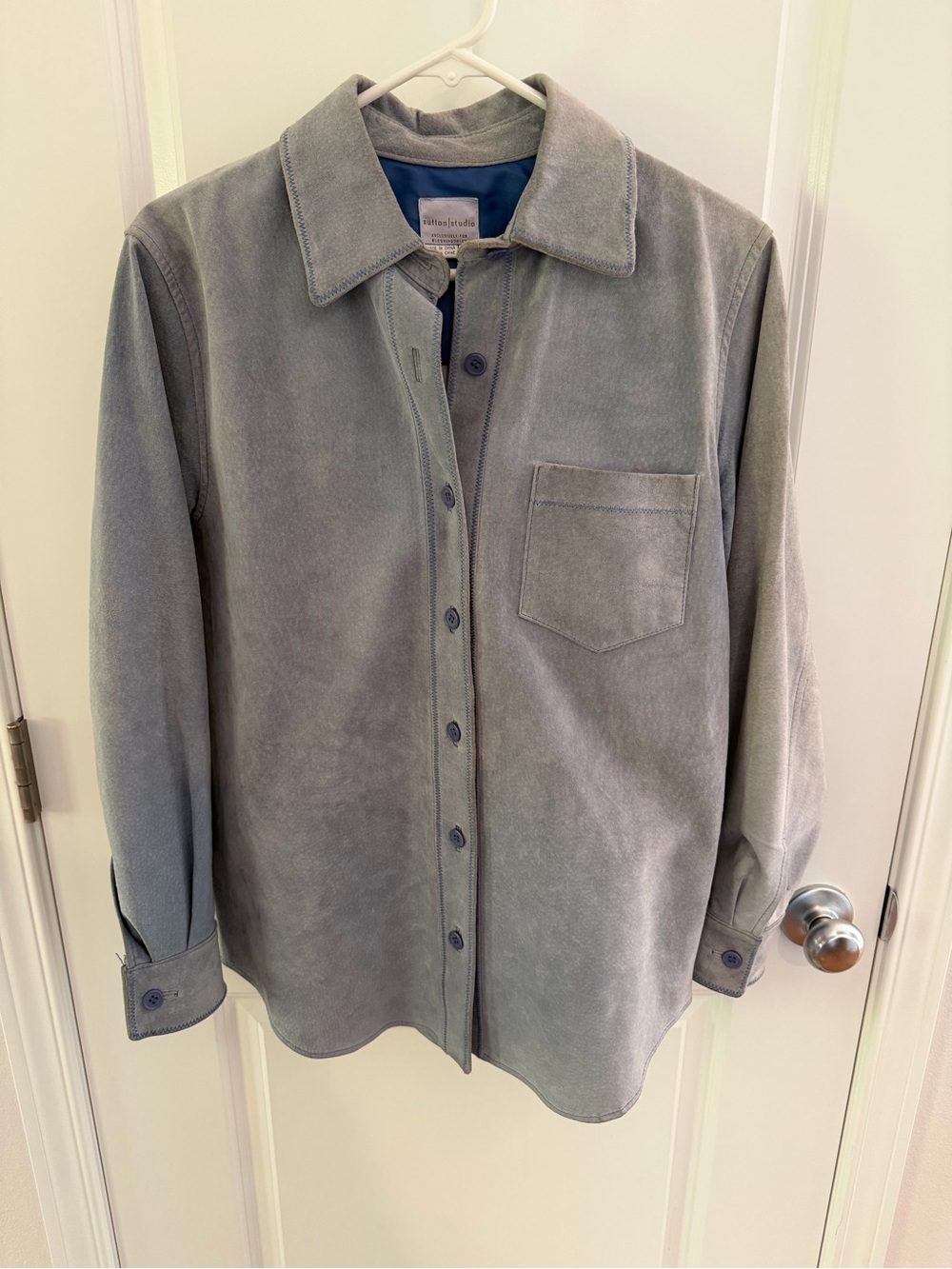 Vintage Sutton Studio Powder Blue Suede Jacket – Small